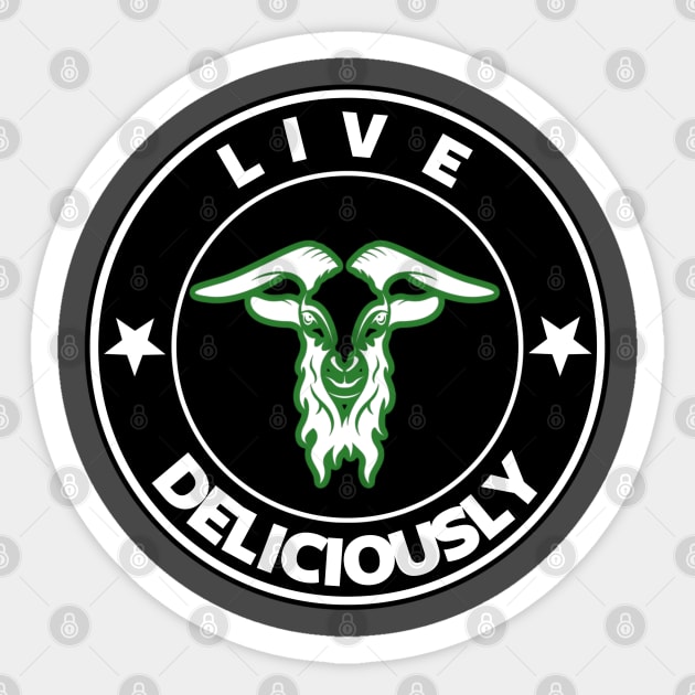 Live Deliciously Green Sticker by David Hurd Designs